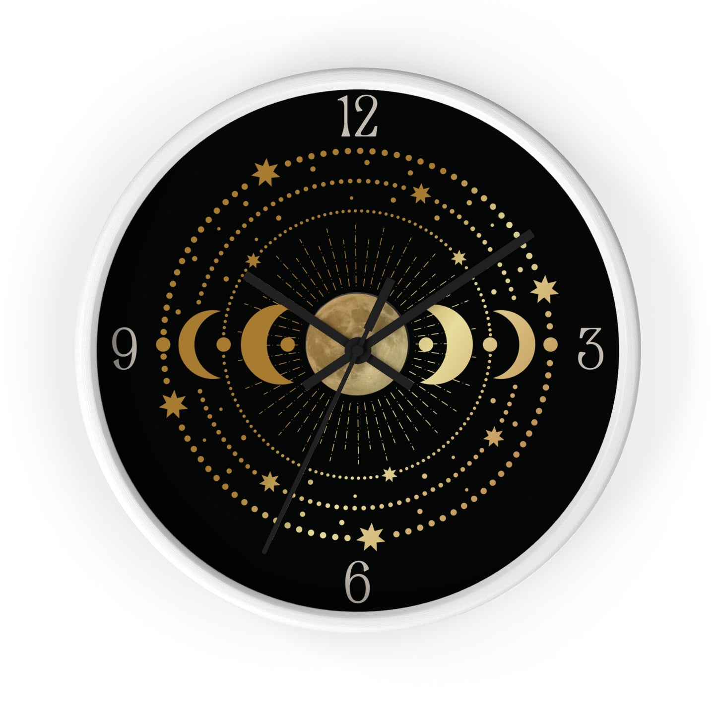 Moon Phase Wall Clock – Gold Celestial Lunar 10" Decor