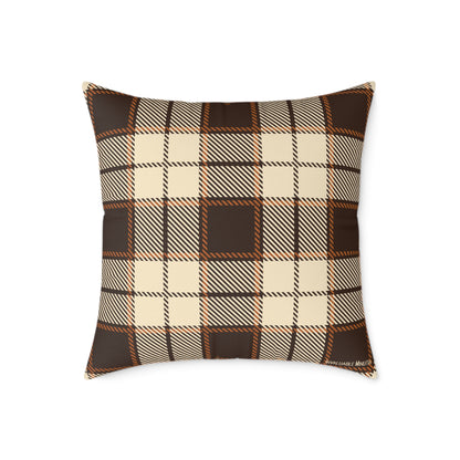 Gothic Halloween Throw Pillow – Colorway Poly Canvas – Reversible Plaid – Skulls, Moths & Black Candles – Premium Fall Decor