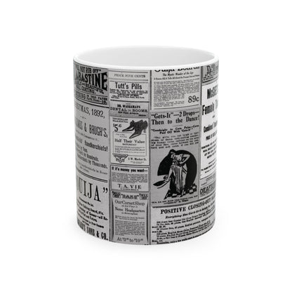 Occult Americana Coffee Tea Mug | 1800s Vintage Newspaper Ad Collage Ceramic Mug - 11oz and 15oz