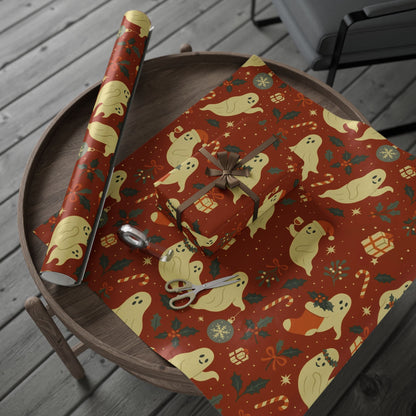 Vintage Holiday Ghosties - Luxury Holiday Wrapping Paper, Victorian Ghost Gift Wrap, 30" Roll (Matte/Gloss)