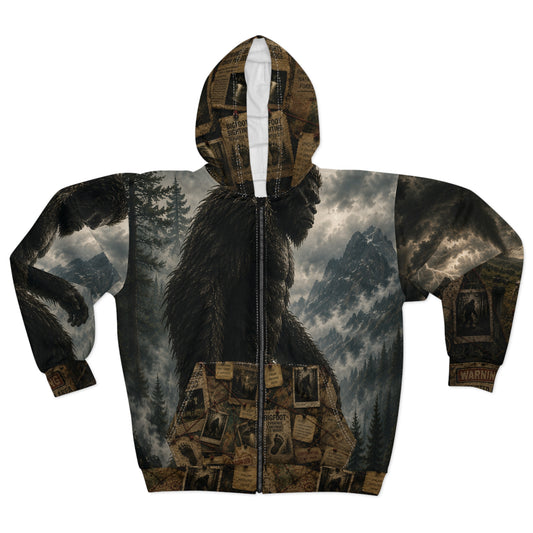 Bigfoot Encounter All Over Print Zip Hoodie