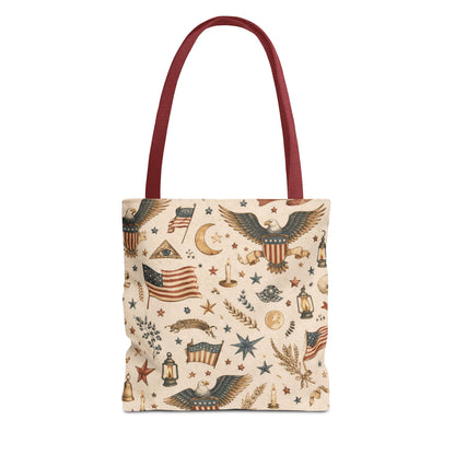 Americana Symbol Styled Canvas Tote Bag