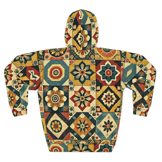 Vintage Bohemian Floral Unisex Pullover Hoodie - Cozy Vintage Inspired Sweatshirt