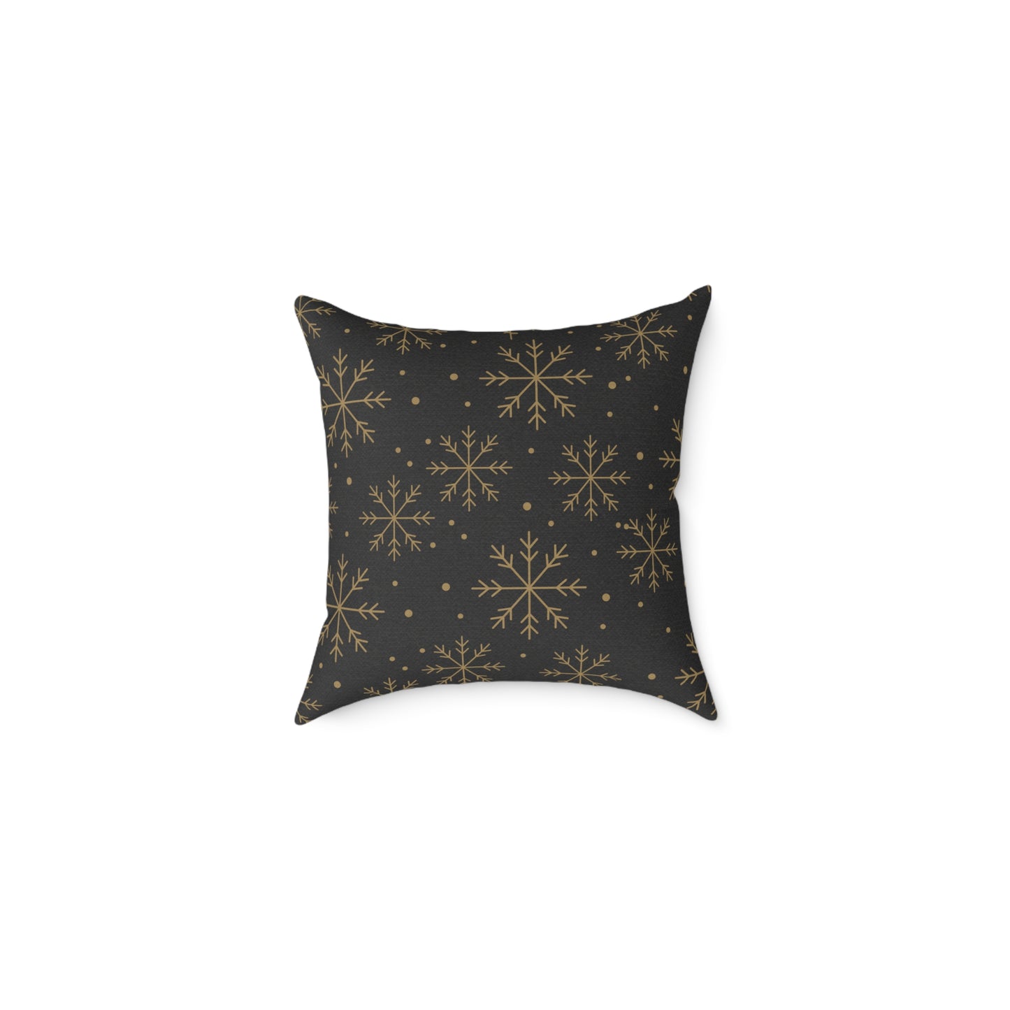 Black & Gold Gift Box Throw Pillow – Charcoal Present & Snowflake Canvas Cushion