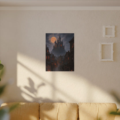 Haunted Hilltop Castle Canvas Print – Gothic Halloween Wall Art for Spooky Season Decor