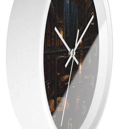 Dark Academia Library Wall Clock