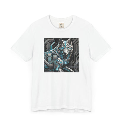 Tech Cyber Wolf Unisex Jersey Tee - Futuristic Animal Print Animal T-Shirt