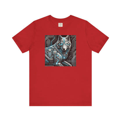Tech Cyber Wolf Unisex Jersey Tee - Futuristic Animal Print Animal T-Shirt