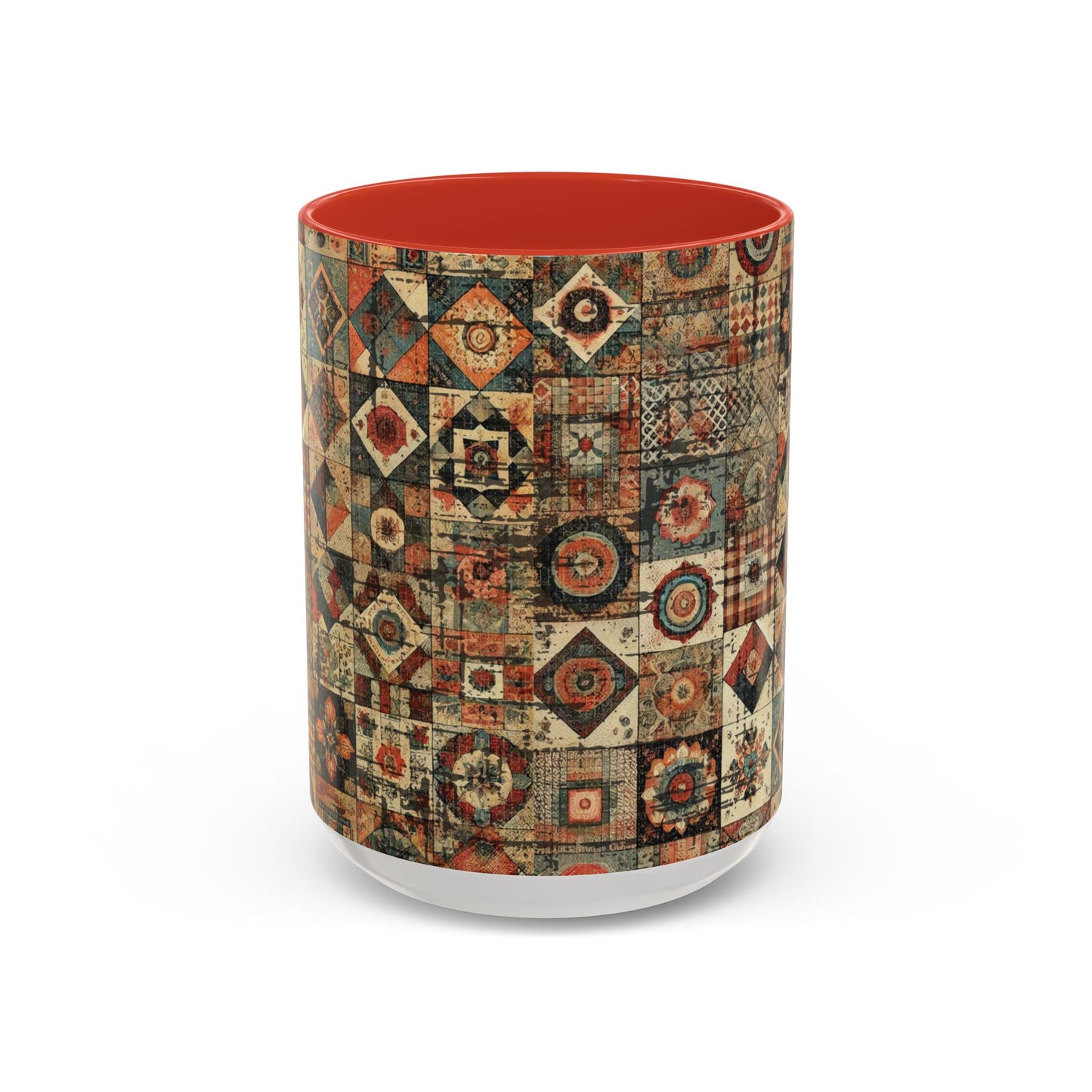 Boho Patchwork Quilt Mug | Vintage Accent Coffee Mug (11oz/15oz)