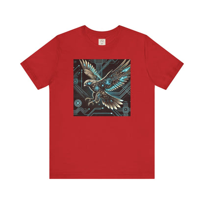 Futuristic Falcon Tech Tee - Unisex Short Sleeve Jersey Shirt - Cyber Falcon