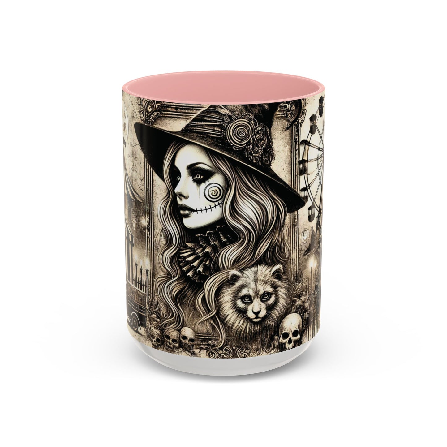 Creepy Circus Witch Mug | Vintage Halloween Accent Coffee Mug (11oz/15oz)