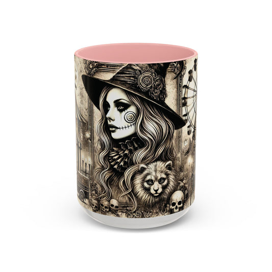 Creepy Circus Witch Mug | Vintage Halloween Accent Coffee Mug (11oz/15oz)