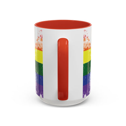 Handprint Heart Pride Mug | Rainbow Splash Ceramic Cup | 11oz & 15oz