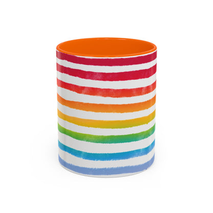 🌈 Bold Rainbow Stripes Pride Mug | 11oz/15oz | Purple Accent