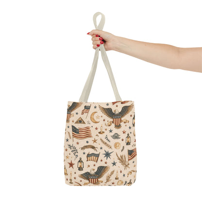 Americana Symbol Styled Canvas Tote Bag
