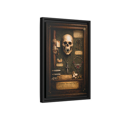 Framed Canvas Art – Vampire Specimen No. 3 | Gothic Vampire Wall Decor | Dark Academia Curiosity Cabinet Art