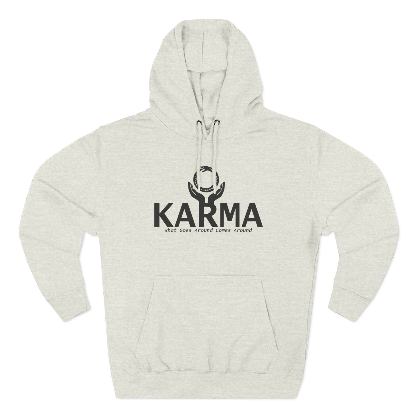 Karma Hoodie — “What Goes Around Comes Around” Minimalist Spiritual Quote Hoodie (Lane Seven Premium Fleece)