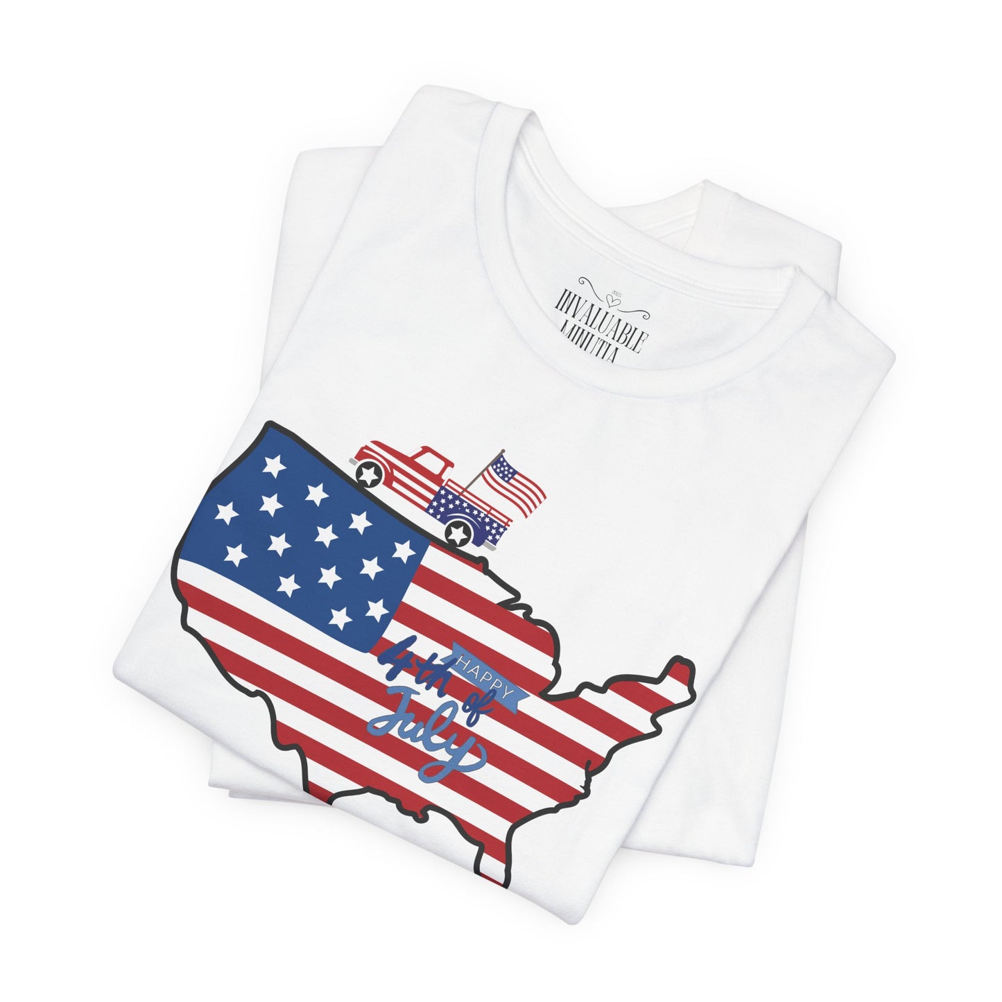 All-American USA Map & Truck Tee – Unisex Bella+Canvas Jersey Tee - 4th of July T-Shirt