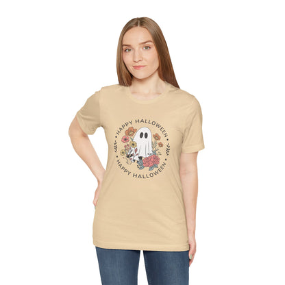 Happy Halloween Floral Ghost Tee – Bella+Canvas 3001