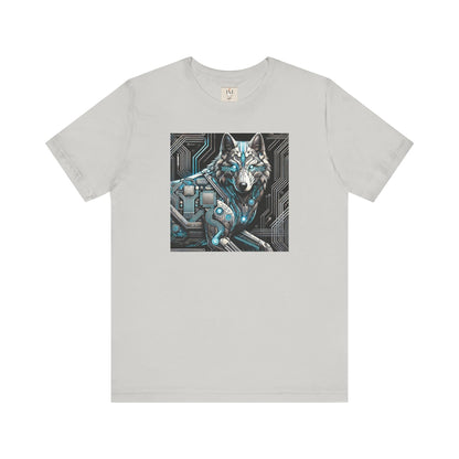 Tech Cyber Wolf Unisex Jersey Tee - Futuristic Animal Print Animal T-Shirt