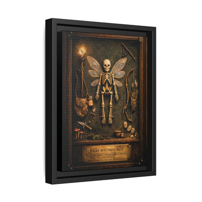 Fairy Specimen No. 2 Framed Canvas Print – Skeletal Fairy Wall Art, Dark Curiosity Cabinet Decor