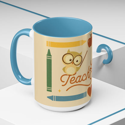 Teach Love Inspire Color Accent Mug (11oz/15oz) – Teacher Gift • Back to School • Durable Ceramic, Dishwasher & Microwave Safe