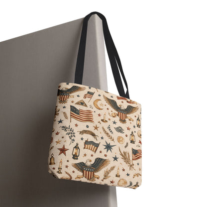 Americana Symbol Styled Canvas Tote Bag