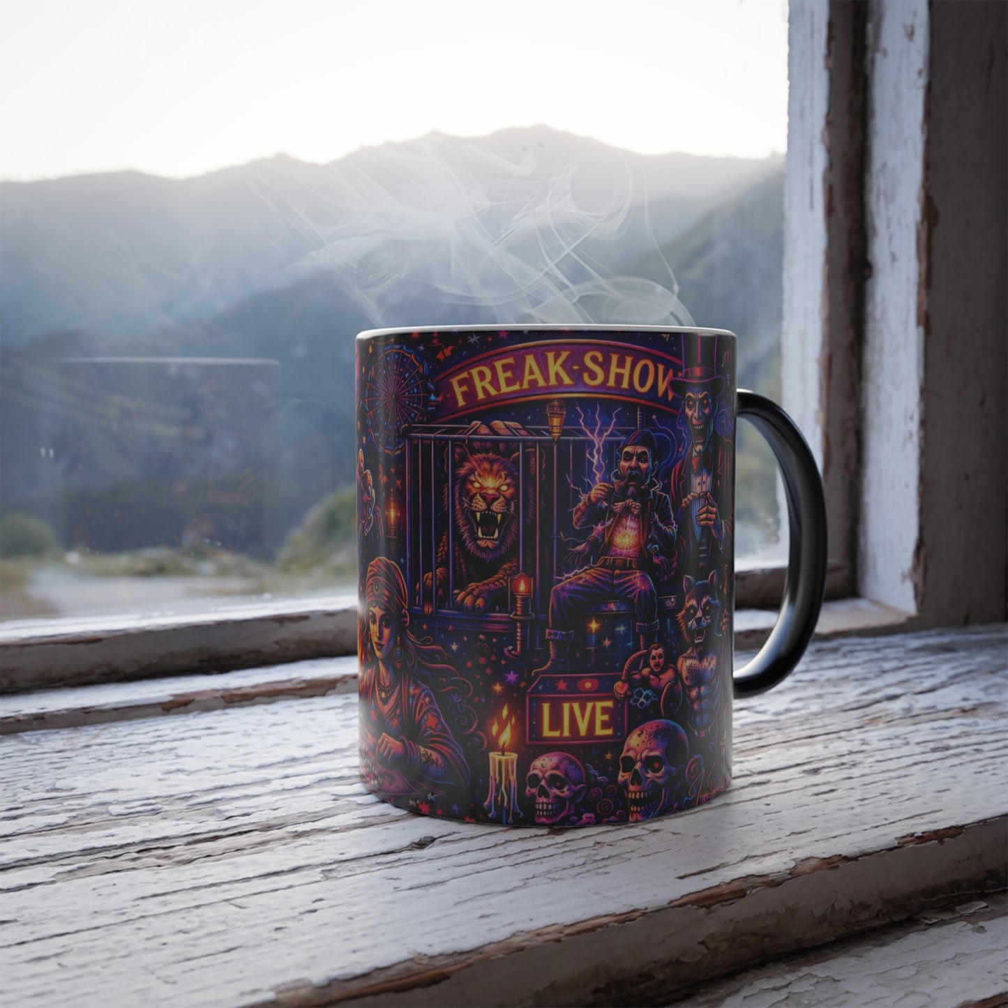 Creepy Fortune Teller Circus Color Morphing Mug