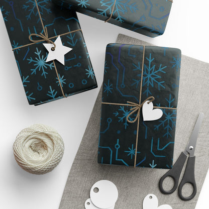 Cyber Yule Circuit – Luxury Christmas Wrapping Paper, Seamless Designer Gift Wrap, 30" Roll (Matte/Gloss)