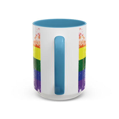 Handprint Heart Pride Mug | Rainbow Splash Ceramic Cup | 11oz & 15oz