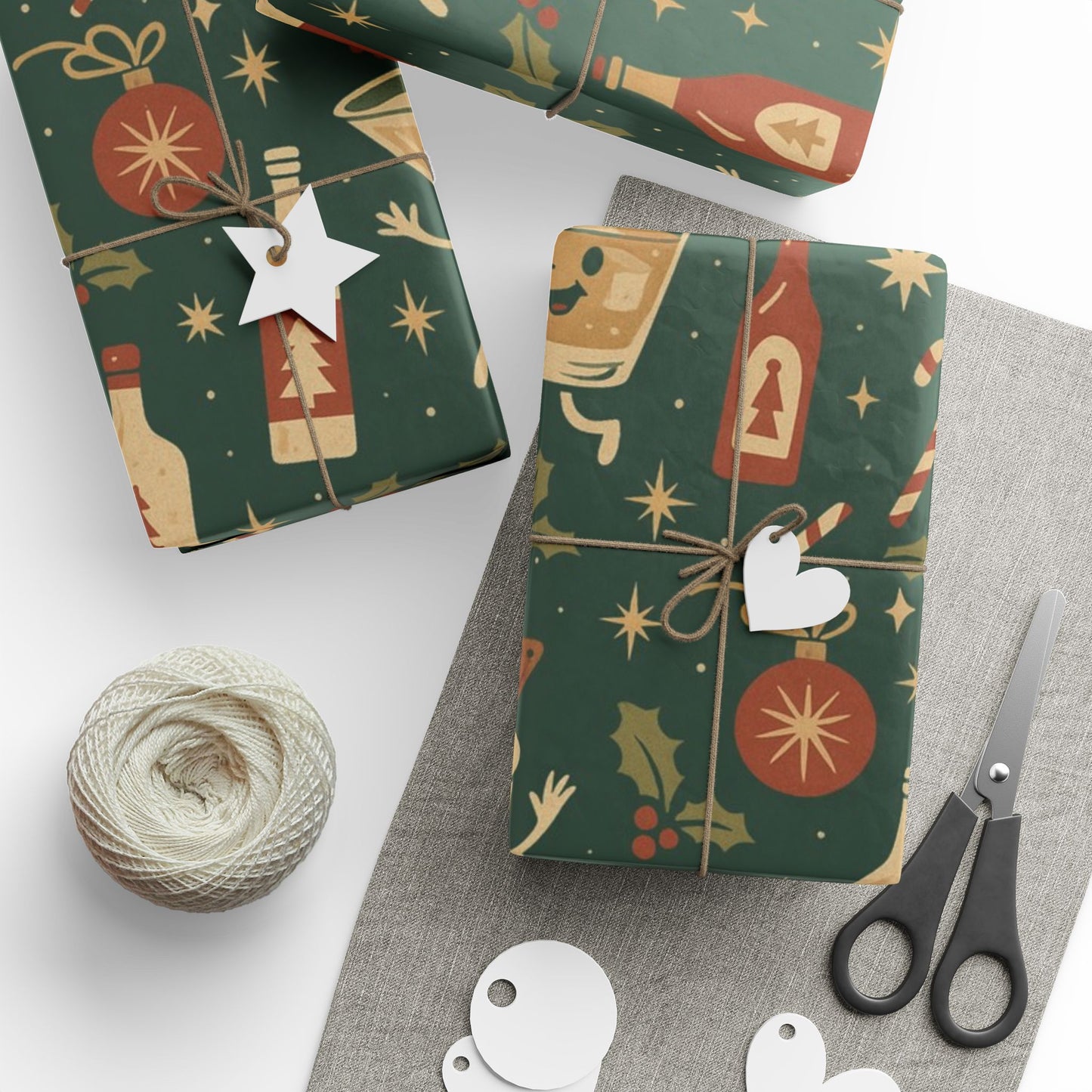 Vintage Holiday Drinks – Luxury Wrapping Paper, Retro Bar-Cart Gift Wrap, 30" Roll (Matte/Gloss)