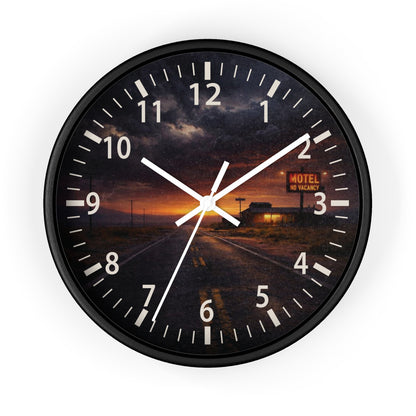Still Here - Desert Motel No Vacancy Road Premium Wall Clock