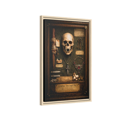Framed Canvas Art – Vampire Specimen No. 3 | Gothic Vampire Wall Decor | Dark Academia Curiosity Cabinet Art