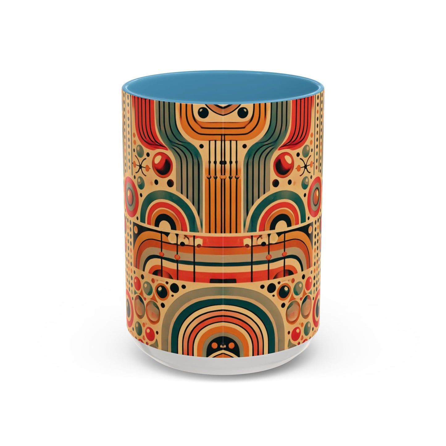 🌿 Retro Boho Accent Coffee Mug | 11oz & 15oz Ceramic Cup | Custom Colors Available