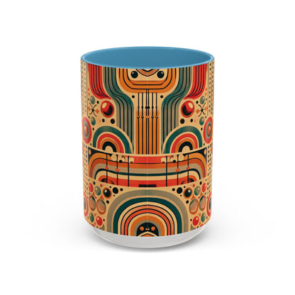 🌿 Retro Boho Accent Coffee Mug | 11oz & 15oz Ceramic Cup | Custom Colors Available
