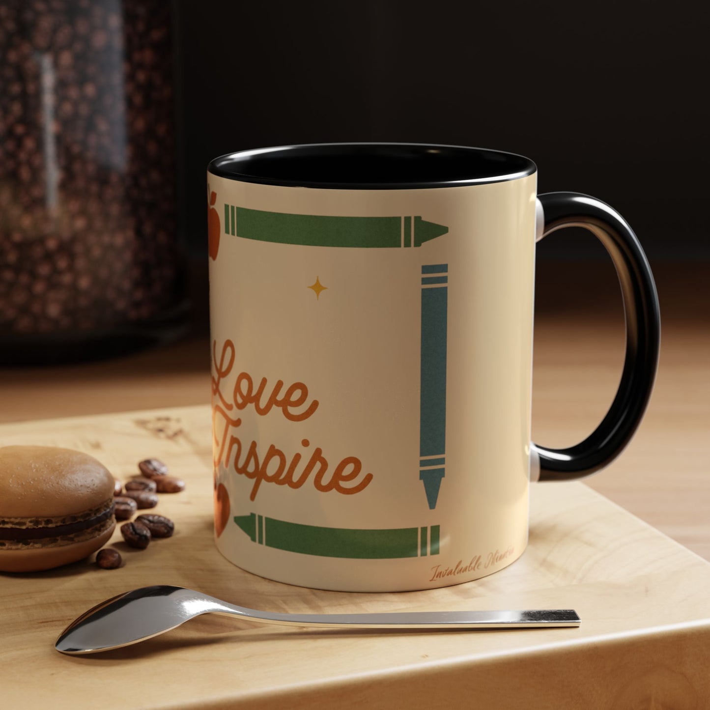 Teach Love Inspire Color Accent Mug (11oz/15oz) – Teacher Gift • Back to School • Durable Ceramic, Dishwasher & Microwave Safe