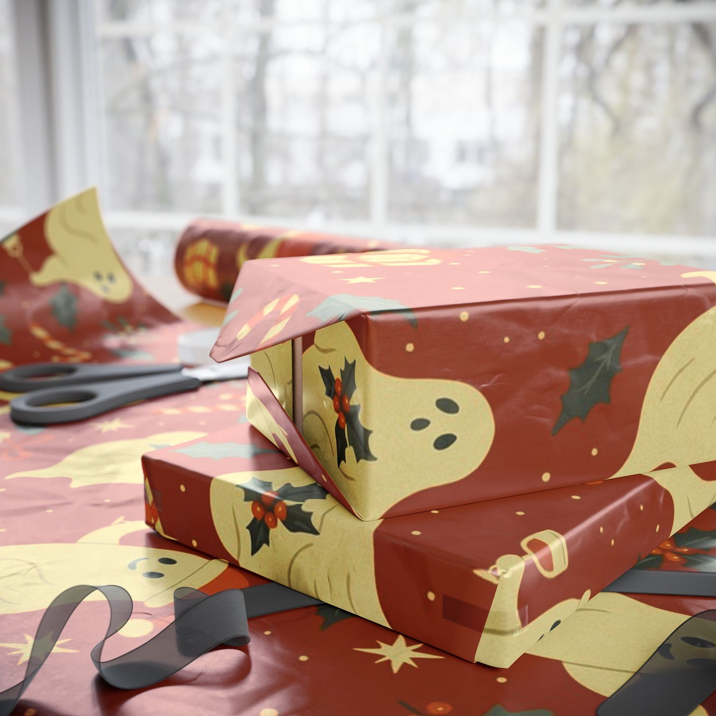 Vintage Holiday Ghosties - Luxury Holiday Wrapping Paper, Victorian Ghost Gift Wrap, 30" Roll (Matte/Gloss)