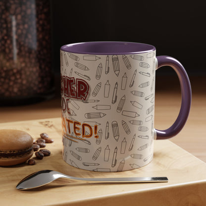 Funny Teacher Coffee Mug – Back to School Gift – “Teacher Mode Activated” – Color Accent 11oz 15oz – Classroom Decor – Durable Ceramic – Education Life