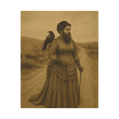 Bearded Lady with Crow – Matte Canvas Print (Gallery-Wrapped) 0.75"