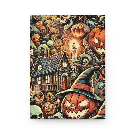Haunted Harvest Halloween Collage — Premium Matte Hardcover Journal (5.75" x 8")
