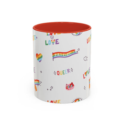 Minimalist Pride Accent Mug | LGBTQ+ Love Ceramic Cup | 11oz & 15oz