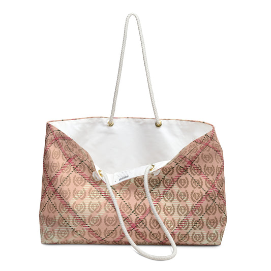 Elegant Blush Plaid Weekender Tote Bag