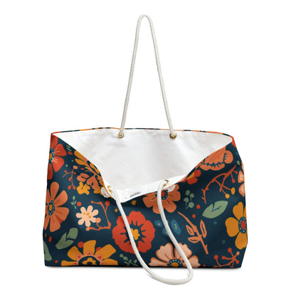 Retro Floral Weekender Tote Bag