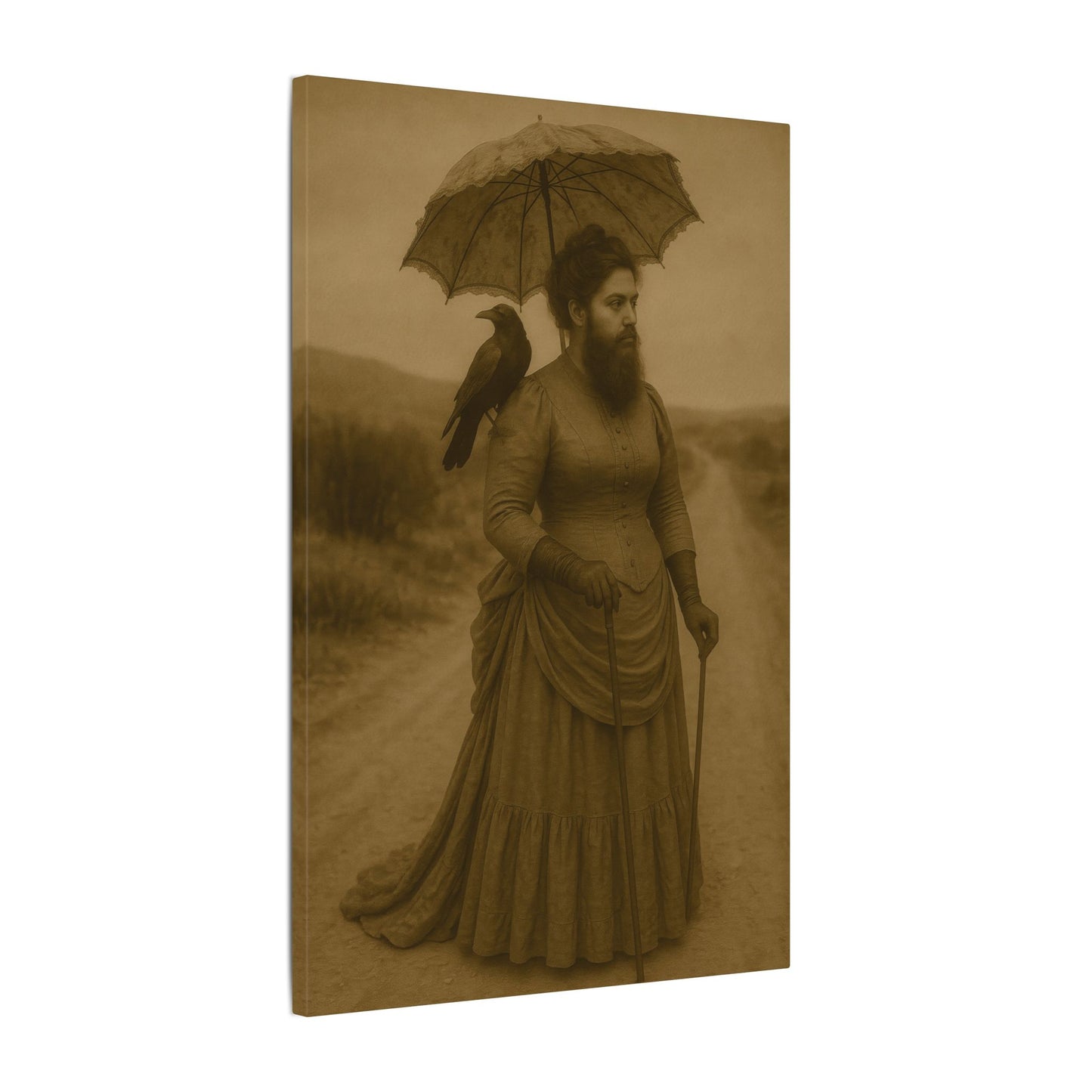 Bearded Lady with Crow – Matte Canvas Print (Gallery-Wrapped) 0.75"