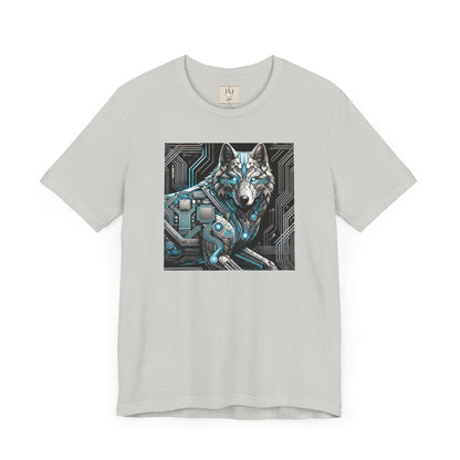 Tech Cyber Wolf Unisex Jersey Tee - Futuristic Animal Print Animal T-Shirt