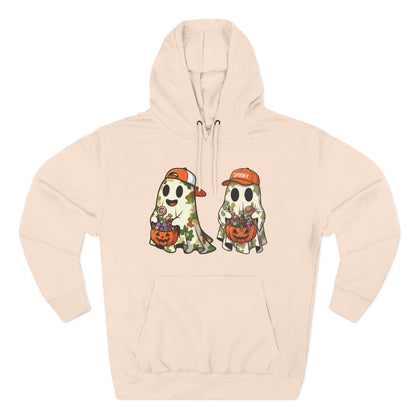 Trick-or-Treater Ghost Hoodie – Cute Camo Halloween Design | Premium Fleece (Front & Back Print) – Lane Seven LS14001