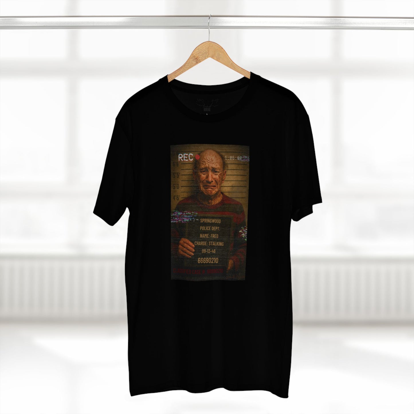🔥 Freddy Mugshot Tee – Retro Slasher Horrorcore Premium T-Shirt (Unisex)