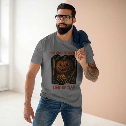 Halloween Jack-O’-Lantern Tee – “The Most Wonderful Time of Year” Vintage Pumpkin Carving Shirt | AS Colour 5001 Unisex