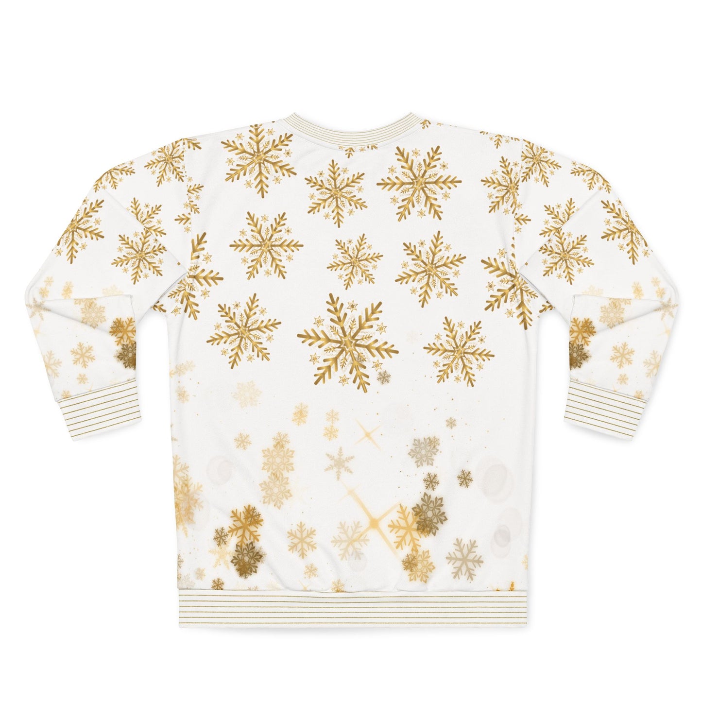 Golden Snowflakes AOP – Premium Holiday Crewneck Sweatshirt | Invaluable Minutia