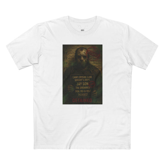 Jason Voorhees Horror Mugshot Tee – Premium AS Colour 5001 Shirt